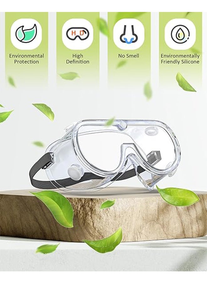 YJ Anti-Fog Protective Safety Goggles Clear Lens Wide-Vision Adjustable Chemical Splash Eye Protection Soft Lightweight Eyewear - Image 3